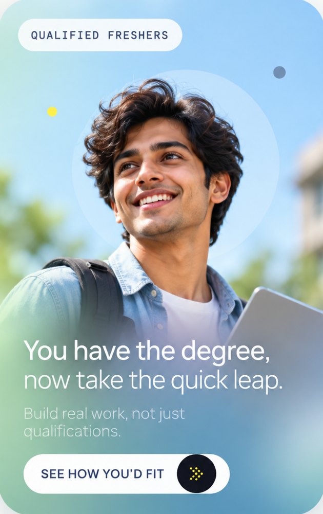 Qualified freshers: You have the degree, now take the quick leap.